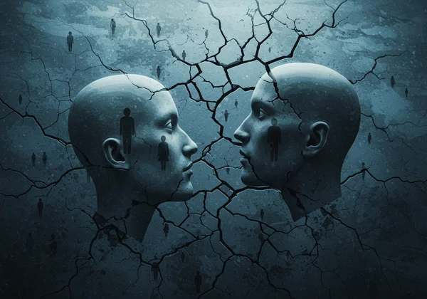 Imagen abstracta de conexiones rotas y distancia emocional.