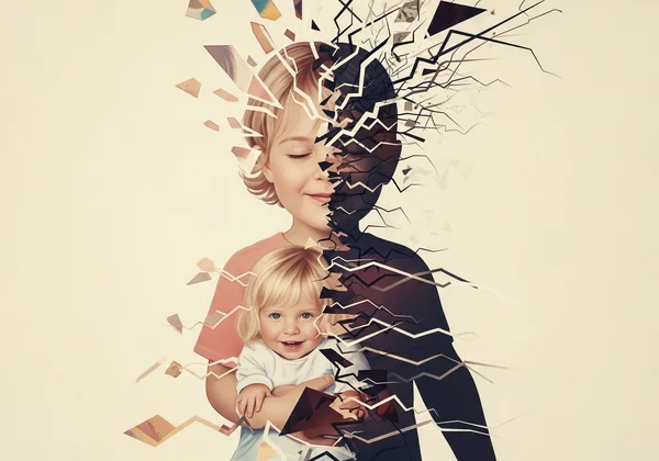 Abstract image of childhood experiences shaping adult personality.