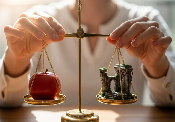 Person weighing ethical decisions and consequences