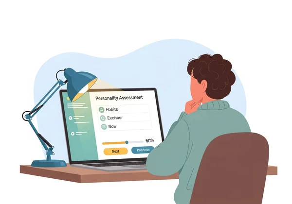 Person taking a confidential online personality test