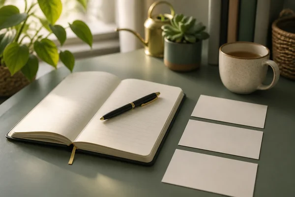 Calm self reflection notebook